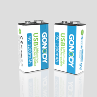Nouvelle Batterie Li-ion Rechargeable GONODY YT9V 9V 1200mAh avec Chargeur Type-C pour Masseur Domestique – En Stock
