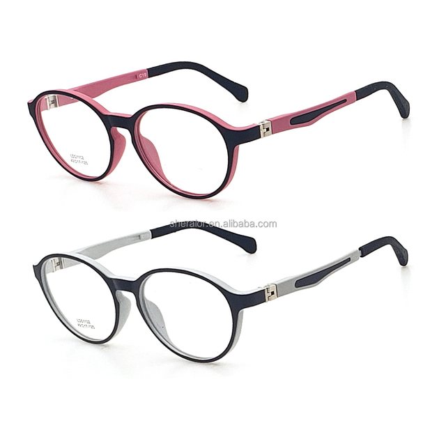 TR90 180 Flexible Hinge Elliptical Dual Color Big Size Optical Glasses Frames with Silicone Tips Stock Sale for Boys or Girls