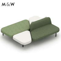 Ensemble de canapés modulaires sectionnels extensibles en tissu M&W, style moderne minimaliste, avec structure métallique de haute qualité, pour hôtels et écoles