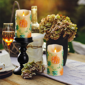 Vela LED de Parafina con Relieve de Calabaza para Halloween y Navidad, sin Llama, Funciona con Batería, Lámpara de Pilar con Control Remoto, Decoración para Fiestas en Casa - Product Image 2
