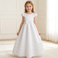 Robe de demoiselle d'honneur D30863 avec manches en dentelle sur la jupe, robe de communion pour la fête de mariage