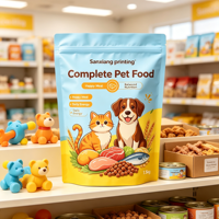 Sachet Doypack en aluminium BOPP imprimé numériquement avec logo personnalisé, refermable et réutilisable, idéal pour l'emballage d'aliments pour animaux de compagnie (chiens et chats)