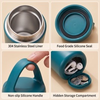 Bouteille d'eau isotherme en acier inoxydable avec logo personnalisé, base de rangement dissimulée, gourde thermique portable avec cordon