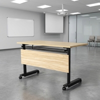 Büro-Klapptisch und -Stuhl-Set, Tragbare Faltbare Möbel mit Rollen, Verstellbarer Holz-Besprechungstisch nach Maß