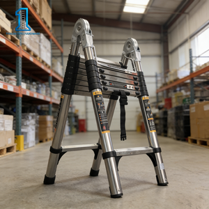 <span class=keywords><strong>Escalera</strong></span> Telescópica de Acero Inoxidable de 2.<span class=keywords><strong>5</strong></span>+2.<span class=keywords><strong>5</strong></span> <span class=keywords><strong>Metros</strong></span>, Plegable, Multifuncional, Reforzada, Antideslizante - Product Image 5