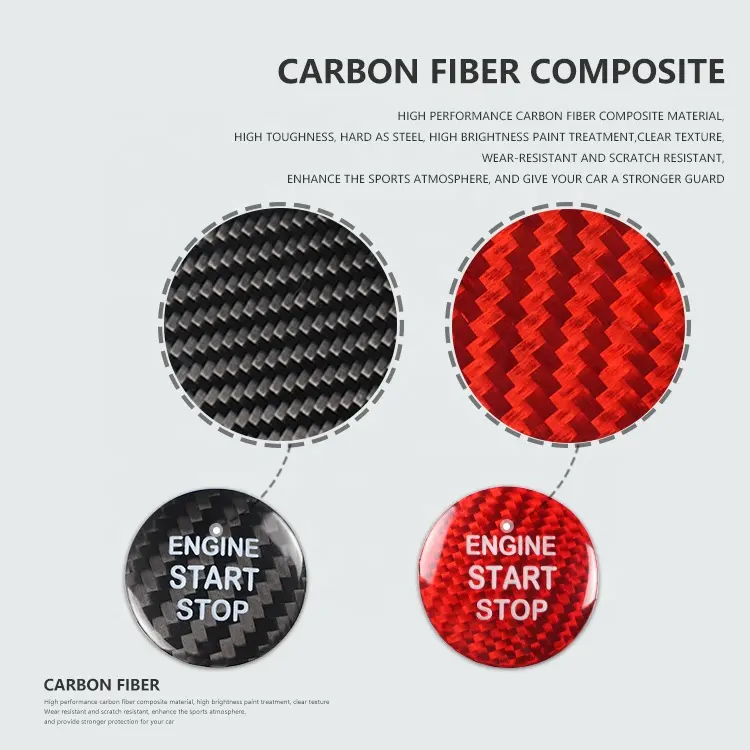 Accessoires d'intérieur de voiture Décoration en fibre de carbone Bouton d'allumage pour TOYOTA
