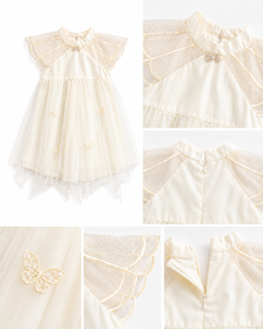 ชุดเดรสเด็กผู้หญิงปักลายสวยงามพร้อมผ้าคลุมตาข่ายสำหรับงานแต่งงาน - Product Image 3