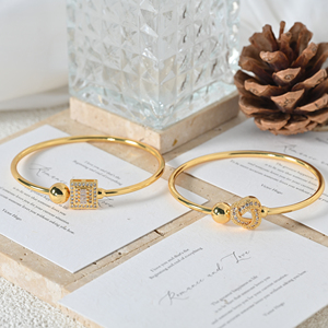 Bracelets joncs ajustables en or 18 carats plaqué or avec breloques pavées de zircones cubiques pour femmes, bijoux de luxe, cadeau, Pulsera Corazones - Product Image 3