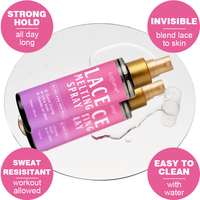 Spray invisible à séchage rapide pour perruques en dentelle, effet de fusion, tenue forte, adapté aux peaux sensibles