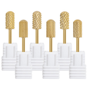 Tête de ponçage pour ponceuse à ongles, haute dureté, résistante à l'usure, pour <span class=keywords><strong>retirer</strong></span> le <span class=keywords><strong>vernis</strong></span> à ongles et le gel, tête cylindrique dorée claire, pour l'élimination des cuticules - Product Image 1