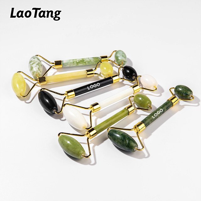 Jade Rroller and Gua Sha Massage Tool Green Rose Quartz Roller Body Healthy Massage 100% Natural Jade Roller for Women