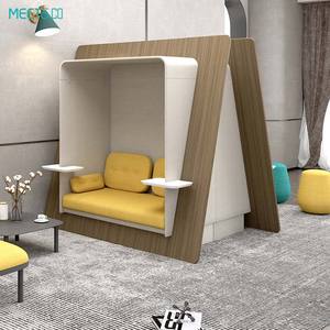 <span class=keywords><strong>Tissu</strong></span> acoustique pour espace rectangulaire 2 places, meuble de canapé d'intimité insonorisé avec étagère et coussin - Product Image 2