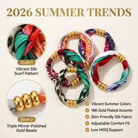 Bracelet en soie bohème SongYi pour femmes, bracelet en tissu imprimé vibrant avec perles dorées, bracelet réglable, bijoux de plage d'été
