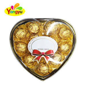 Bonbons au chocolat en forme de cœur, enrobés de feuille d'or, certifiés halal, en boîte métallique, vente en gros - Product Image 3