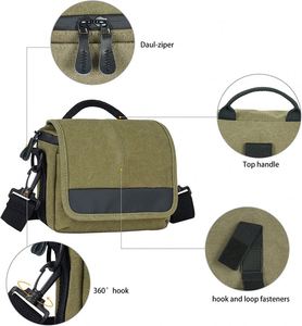 Sac à appareil photo compact BSCI, sac à bandoulière pour appareil photo, sac messager mignon en toile imperméable pour appareil photo reflex numérique DSLR, pour femmes et hommes - Product Image 3