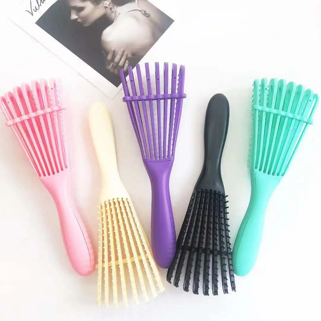 Hot selling Private label Shape Hair Styling Eight-claw Massage Comb Teeth Rubber Handle Vent Detangle Hair Brush
