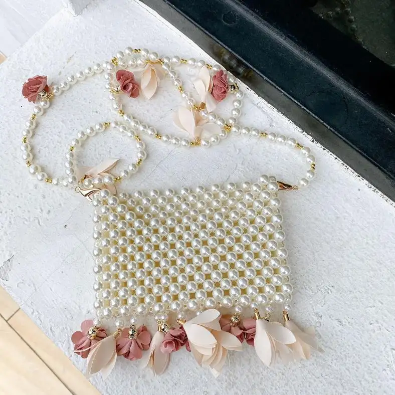 2021 new 3d flower decorative beaded clutch bag india handmade