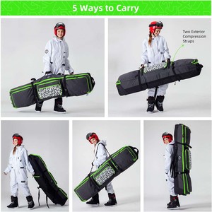 Échantillon gratuit Sac de snowboard rembourré personnalisé 165 cm 155 cm Sac d'équipement de snowboard avec grande poche imperméable - Product Image 5