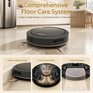POB16SE Robot Vacuum Cleaner, 2000Pa Strong Suction, 3-in-1 Sweep & <b>Mop</b>, 90 Min Runtime Smart Home Cleaning Robot - Product Image 4