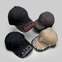 Casquette de baseball unisexe en coton vieilli brodée avec rivets métalliques, style vintage délavé, casquette de papa, mode streetwear, vente en gros