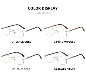 <span class=keywords><strong>Lunettes</strong></span> de vue sans monture durables pour hommes, anti-lumière bleue, optiques de prescription, petite monture <span class=keywords><strong>en</strong></span> alliage, or brun, unisexe - Product Image 4