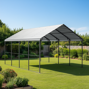 Tettoia per auto in acciaio zincato resistente 12 x 20 piedi con tetto a capanna, riparo esterno in metallo per 2 auto, copertura per parcheggio auto - Product Image 2