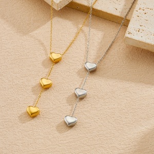 Heart Shaped Clavicle Chain Necklace Gold Y Shape Long Pendant Jewelry Everyday Wear - Product Image 3