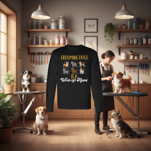 T-shirt a maniche lunghe per la toelettatura dei cani con design a forma di cuore per gli amanti dei cani - Product Image 1