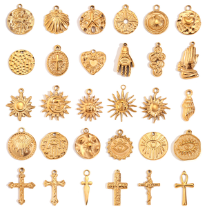 Diy moda Cruz colgante Retro <span class=keywords><strong>Occident</strong></span> Rose en forma de gota colgante de acero inoxidable todo-fósforo collar encantos para la fabricación de joyas - Product Image 4