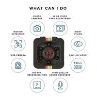 Mini caméra IP WiFi SQ11 1080P avec vision nocturne, enregistreur vidéo sportif DV et DVR de détection de mouvement pour usage extérieur