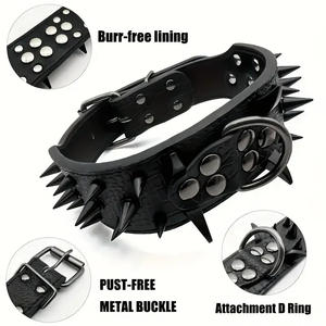 Grand collier de <span class=keywords><strong>chien</strong></span> bouledogue avec rivets anti-morsure Fournitures pour animaux de compagnie en cuir à motif solide pour chiens Bully dominants - Product Image 4