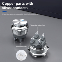 YHKJ Botón de metal en forma de barco 20A Interruptor de palanca autoblocante redondo de corriente grande 22mm Impermeable con luz se puede personalizar