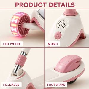 Monopattino per Bambini a <span class=keywords><strong>3</strong></span> Ruote con Luci LED Musicali, Pieghevole e Regolabile in Altezza - Product Image 3