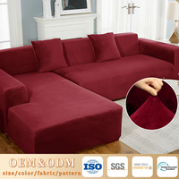 Housse de Canapé d'Angle en Velours Pleine Taille Extensible Haute Élastique, Housses de Siège de Canapé Sectionnel en Forme de L