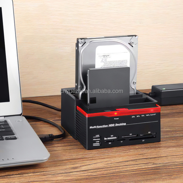 Offline Cloner 2 Bay IDE & SATA Hdd Docking Station MS M2 XD TF SD CF Card Reader SATA+ IDE Dual Bays 2.5" 3.5" HDD Duplicator