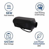 Chauffage de stationnement diesel 12V 24V 5KW avec télécommande LCD, chauffage de cabine à coque plastique pour camion, fourgonnette, camping-car