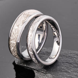 À la mode 4/6/8mm carbure de tungstène anneaux hommes femmes bijoux personnalisés dôme poli météorite incrustation argent plaqué bandes de mariage - Product Image 4