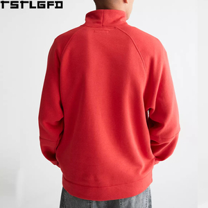 Custom Articulated Mock Neck Sweatshirt <b>Men</b> Heavyweight <b>Red</b> Ergonomic Seam <b>Jumper</b> <b>Men'S</b> Hoodies & Sweatshirt Manufacturers - Product Image 4