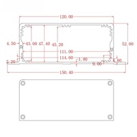 Boîtier en aluminium extrudé anodisé argenté 150*52mm avec bride 120mm, longueur personnalisée, pour instruments