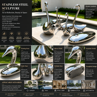Sculpture de cygne en acier inoxydable pour extérieur, décoration animale pour paysage, piscine, jardin, bureau de vente, hôtel, club