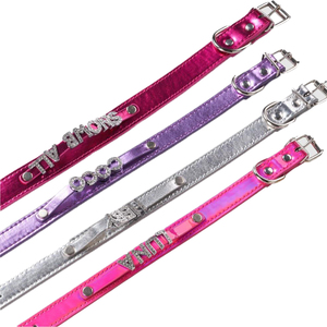 Collare <span class=keywords><strong>per</strong></span> <span class=keywords><strong>Cani</strong></span> Personalizzato Moderno - Targhetta <span class=keywords><strong>con</strong></span> Nome in Strass Fai-da-Te, Pelle PU <span class=keywords><strong>con</strong></span> Finitura Metallica Lucida, Lettere Incise al Laser <span class=keywords><strong>per</strong></span> Gatti - Product Image 3