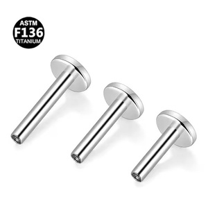 Clous de lèvre en titane F136 Getta, bijoux de corps de mariage en zircon argenté, clous d'oreille pour couples, accessoires à dos plat - Product Image 3