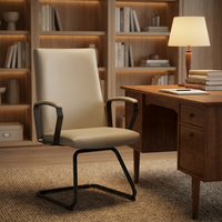 Chaise de conférence moderne et simple en cuir synthétique, dossier droit, base cantilever fixe, chaise d'accueil pour invités
