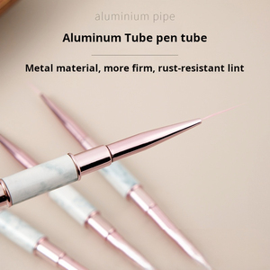 Pinceau double embout en métal or rose pour nail art, poils en nylon, stylo de dessin pour gel UV - Product Image 5