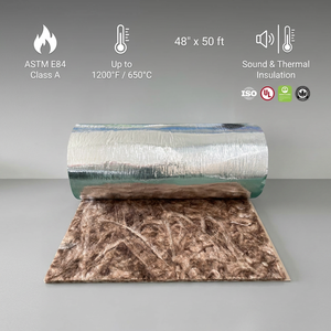 Rouleau de laine de verre <span class=keywords><strong>marron</strong></span> 1200 ° Isolation thermique acoustique F ASTM E84 Classe A pour conduits HVAC en Amérique du Nord - Product Image 1