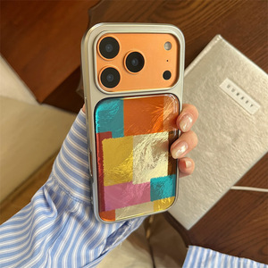 Funda para Teléfono con Diseño Retro a Cuadros y Combinación de Colores, Compatible con iPhone 17ProMax 16 15 14, con Efecto de Goteo de Pegamento, Moderna - Product Image 2