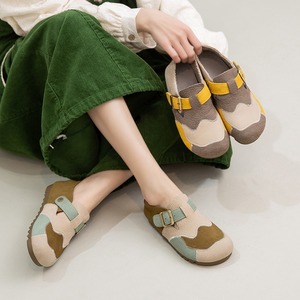 Chaussures décontractées pour femmes en cuir de vachette multicouche, multicolores, légères et polyvalentes, confortables pour un usage quotidien, style rétro. - Product Image 5