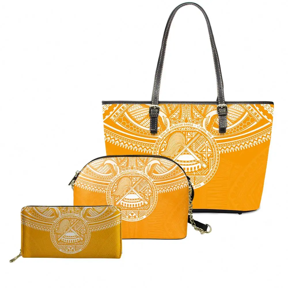 Großhandel Polynesian Samoa Custom Handtaschen für Frauen Pu Leder Handtaschen Damenmode Handtaschen Passende Shell Taschen und Geldbörsen
