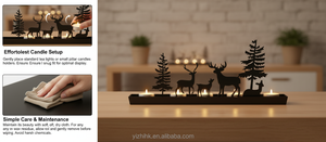 Portavelas Rectangular de Hierro Forjado Gliway, Hecho a Mano, Duradero, Ecológico, Festivo, con Logotipo Personalizado, Decoración para el Hogar - Product Image 5