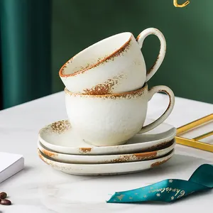 Klassieke Porselein Keramische Espresso Kop En Schotel 6 Set Promotie Koffie Cup Set